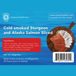 Cold Smoked Sturgeon and Alaska Salmon Sliced